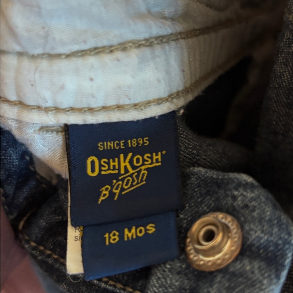 OshKosh B'gosh Blue Denim Overall Dress with Sun and Embroidered Scene - Picture 4 of 4